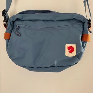 Fjallraven Blue Crossbody Bag with Orange Accents